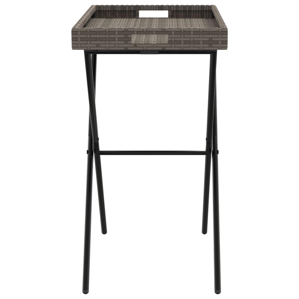 vidaXL Mesa con Bandeja Plegable ratán sintético Gris 65x40x75 cm
