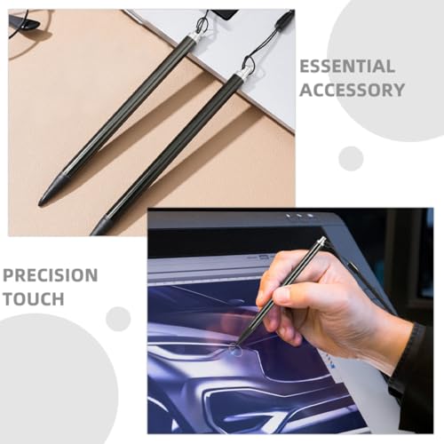 OSALADI 2pcs Metal Resistive Stylus Pens with Spring Cord for Touchscreen Devices, High Precision Hard-tip Touch Screen Painting Pens Compatible with Resistive Tablets and PDA Accessories