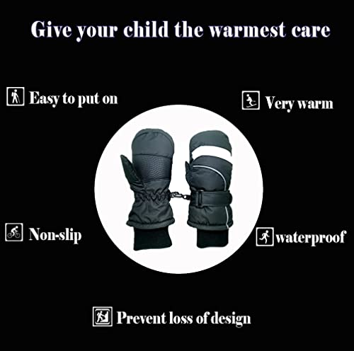 Ski Gloves Kids Mittens Winter Baby Snow Gloves Toddler Mittens Waterproof Toddler Mittens For Boys（Black 5-7Y） #TOP3