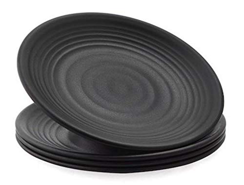 Melamine-Round-Dinner-Plate-Set-Black-8-9-10-115-dia-Black-LJP-Series-12-10