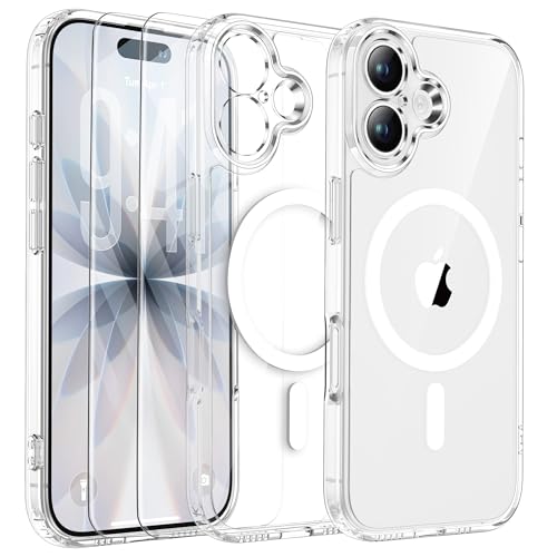 ORETECH Magnética para Funda iPhone 17, Compatible con mag-Safe, con [2X Protector de Pantalla] Antichoque Tapa Trasera Resistente Arañazos para Carcasa iPhone 17 Funda 6,3" Transparente