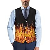 DISNIMO Orange Flame Men's Formal Suit Vest Slim Fit Casual Business Dress Waistcoat Vest Lightweight Wedding Vests Big and Tall Small Size Tuxedo Outwear