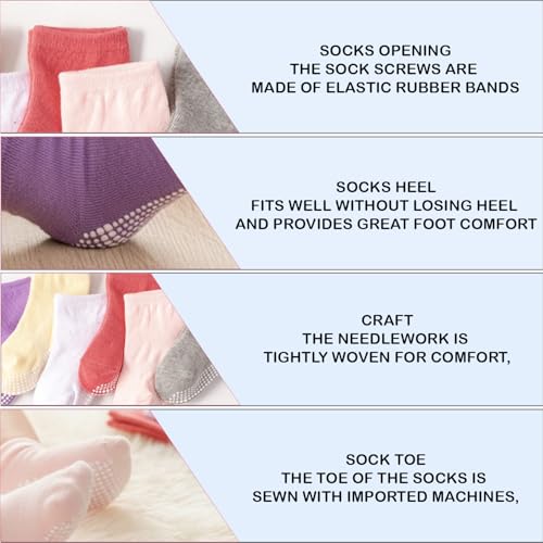 Image of MOMISY Cotton Anti-Skid Baby Girl Boys Toddlers Infant Anti Slip Socks-6 Pairs (DottedFemale, 1 to 3 years)