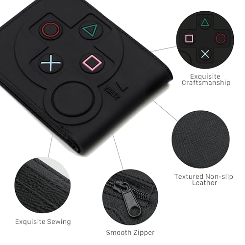 Image of Game Controller Wallets For 6-8 /8-10 /9-12 /12-14 Boys,Kids,Teen Bifold Wallet Multiple Card Slots and Coin Pocket Gamepad Silicone And PU Leather Surface Video Game Kids Wallet in Black