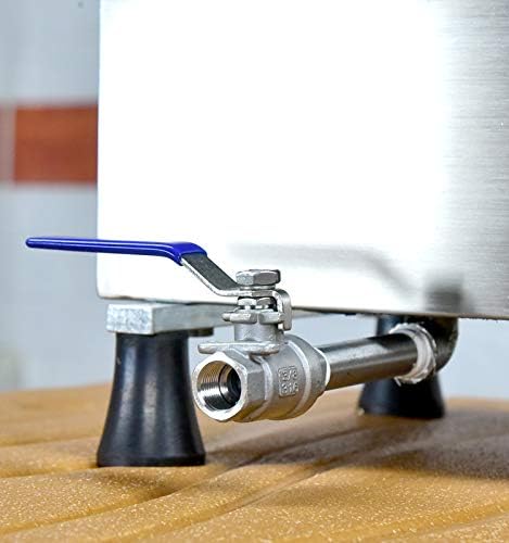 Close-up of the oil drain valve located at the bottom of the donut machine's oil tank.