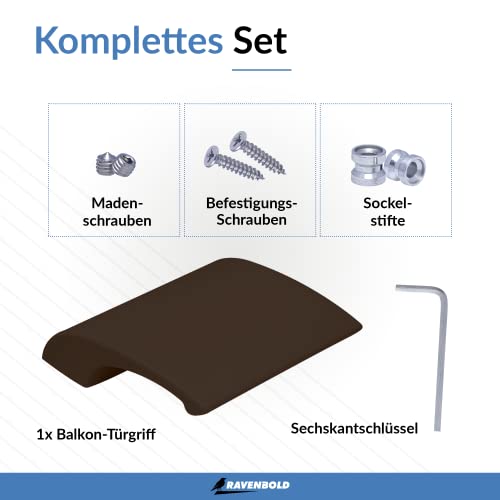 RAVENBOLD Balkontürgriff für Außen - Extrem stabiler Terassentür Griff - Ziehgriff für Balkontür - aus Aluminium hergestellter Griff für Balkontür Außen (Dunkel Braun (RAL 9077))