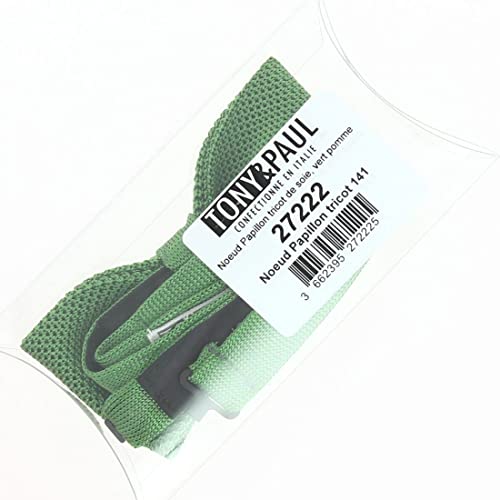 Noeud papillon tricot soie uni vert pour costume homme