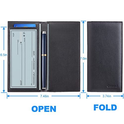 Casmonal Vegan Leather Checkbook Cover For Men & Women Checkbook Holder Wallet Rfid Blocking(Black) #TOP2