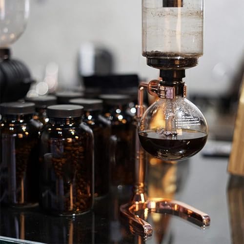 TsoLay Kaffeemaschine, 3-Tassen-Siphon-Kaffeemaschine, Siphon-Kaffeemaschine Mit Goldenem Griff, Robustem Glas, Doppelter Komfort, 1-klick-Extraktion Für Die Küche Zu Hause