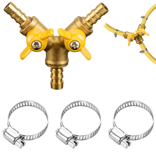 Ebksqs 4PCS Robinet à Tournant Sphérique en Laiton, Vanne 3 Voies avec Raccord Gaz, Y Forme 2...