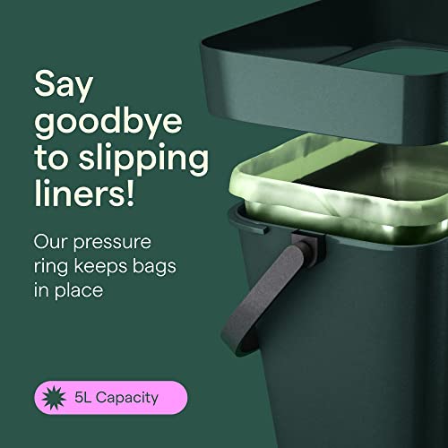 𝗪𝗜𝗡𝗡𝗘𝗥 𝟮𝟬𝟮𝟯* Kitchen Compost Bin - Small Compost Bin - 5L Food Waste Caddy With Removable Lid And Handle, Countertop Kitchen Food Bin, Hanging Compost Bin Kitchen, Easy Clean Compost Caddy #TOP2