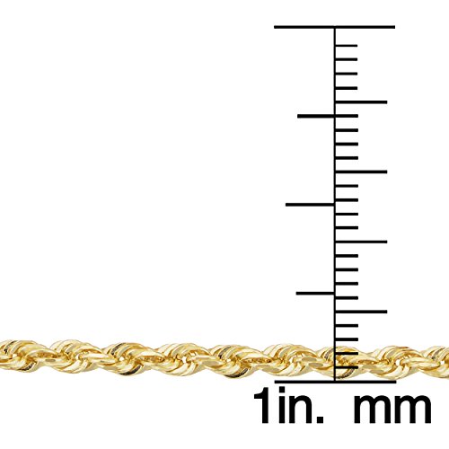 Kooljewelry Solid 10K Yellow Gold Unisex Rope Chain Necklace (18 Inch) #TOP2
