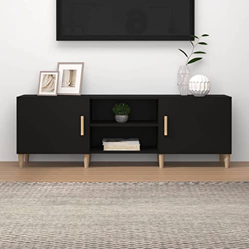 Cinyiqo Mueble para TV Madera contrachapada Negro 150x30x50 cm, Mueble TV, Mueble Salon Moderno, Mueble para TV, Mueble Comedor, Mesa TV, Mueble Television 812619