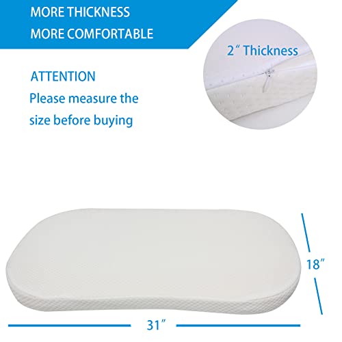 Image of Mecc ecoh Bassinet Mattrss, Hourglass 30 inchx18 inch Bedside Sleeper Mattress, 2 inch Thick Strong Support, Removable Breathable Cover, Water Resistant Lining Protector, Non-Toxic, Hypoallergenic, Easy to Clean