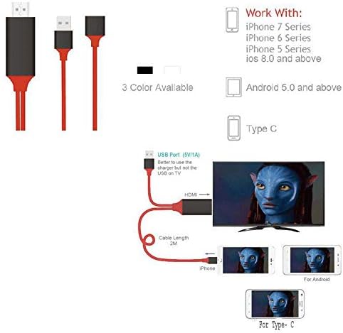 Probeatz Universal HDMI Cable for iPhone Android and Type C 4k High Speed HDMI Cable Adapter HDTV TV for Samsung s8 s8 Plus