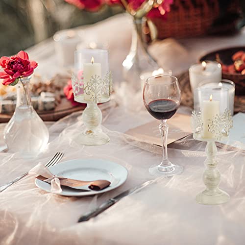 Soujoy Set Of 2 Candle Holder For Pillar Candle, Rustic Hurricane Candle Holder With Glass Screen Cover, Vintage Metal Solid Candlestick For Wedding, Party, Fireplace, Centerpiece Decor, 10'', 12'' #TOP5