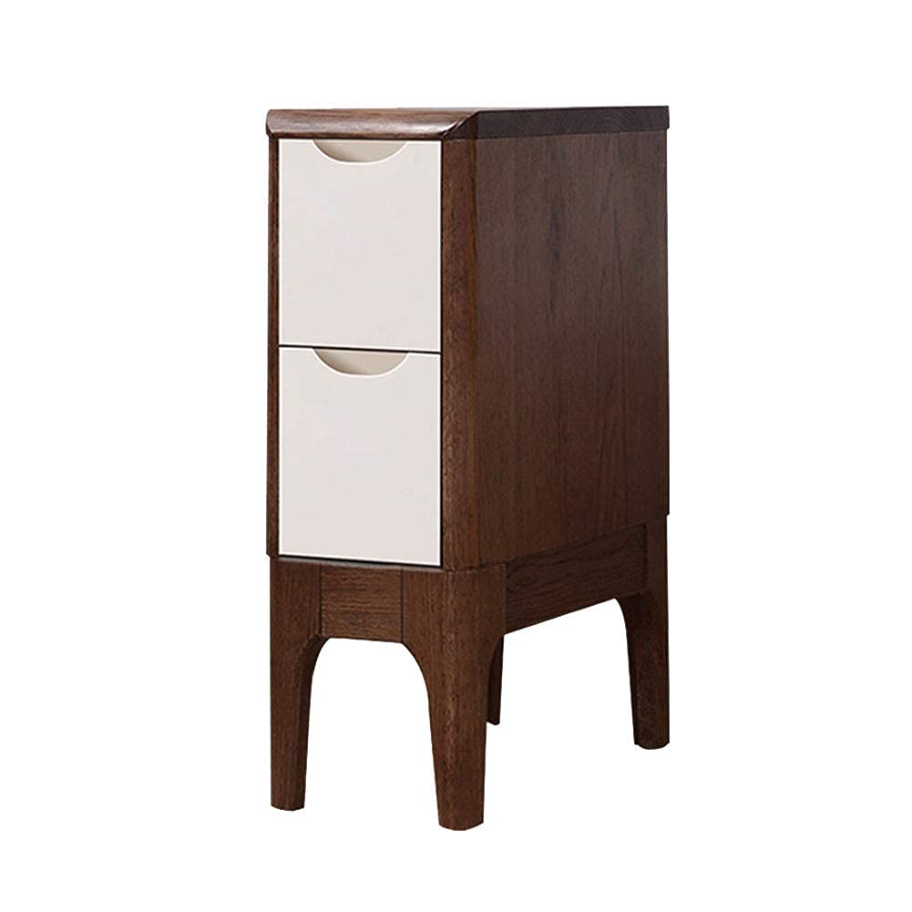 Table de chevet en bois massif à double tiroir style moderne vintage pour la chambre