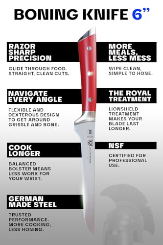 Dalstrong Boning Knife - 6 inch - Gladiator Series - High Carbon German Steel - Crimson Red ABS Handle - Meat Carving, Trimming, Deboning - w/Sheath - NSF Certified
