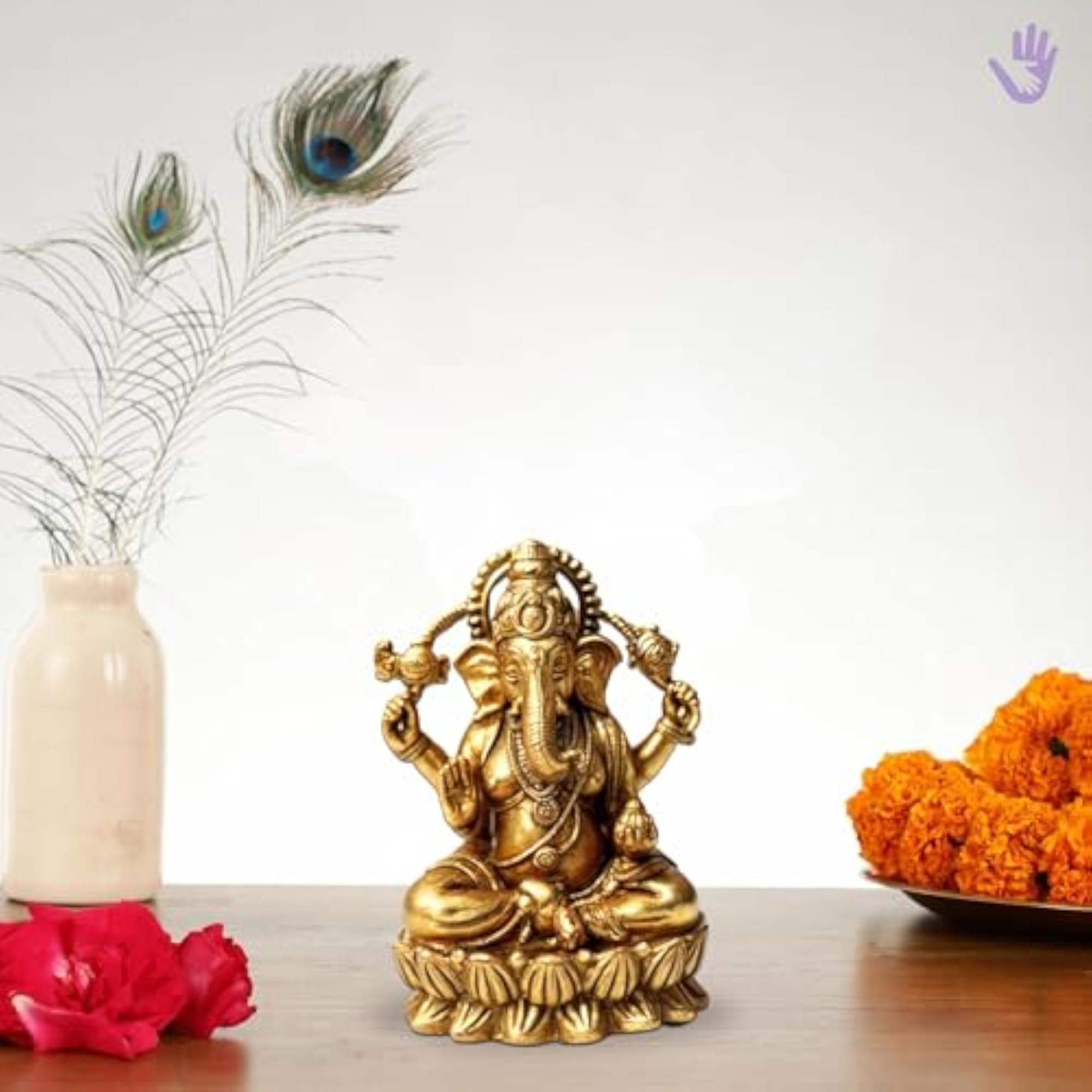 Brass Laxmi Ganesh Murti, Handcrafted 2-Inch Figurines