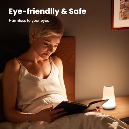 Image of THAUSDAS Night Light, Dimmable Touch Lamp for Bedroom, Portable Table Bedside Lamp, 5 Brightness 13 RGB Colors, Night Lights for Baby Nursery Bathroom