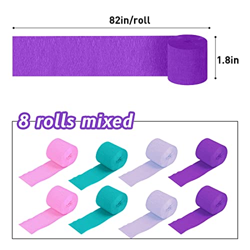 Unicorn Party Decorations Party Streamers,Crepe Paper Streamers 8Rolls With Tinsel Curtain Party Backdrop Glitter,Mix Pink And Purple Streamers In 4 Pastel Colors For Birthday,Photo Booth,Wedding #TOP2