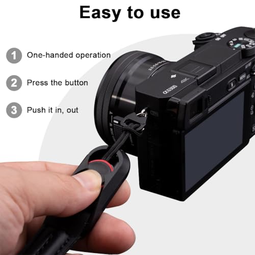 Image of ZORBES110cm Camera Shoulder Strap, Camera Nylon Sling Rope, Hands-Free Nylon Braided Crossbody Strap for DSLR /Mirrorless Cameras Quick-Release Camera Sling Strap, Secure Round Rope Strap (Black)