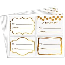 Name Tag Gold Foil Holiday Present Stickers to and from Labels for Christmas Party Wedding Birthday Valentines Day Present Supplies,3x2 inches,80 Pcs Per Pack