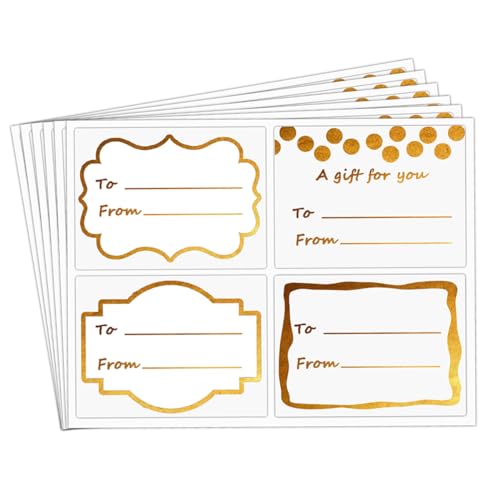 Name Tag Gold Foil Holiday Present Stickers to and from Labels for Christmas Party Wedding Birthday Valentines Day Present Supplies 3x2 inches 80 Pcs Per Pack