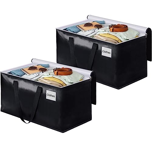 BlissTotes Bolsas de mudanza, cajas de mudanza resistentes con cremalleras superiores y asas resistentes, bolsas de almacenamiento para ahorrar espacio y embalar, suministros de mudanza plegables,