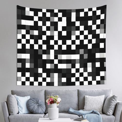 Tapisserie à carreaux noir et blanc grand format 152x130cm décoration murale EdWal