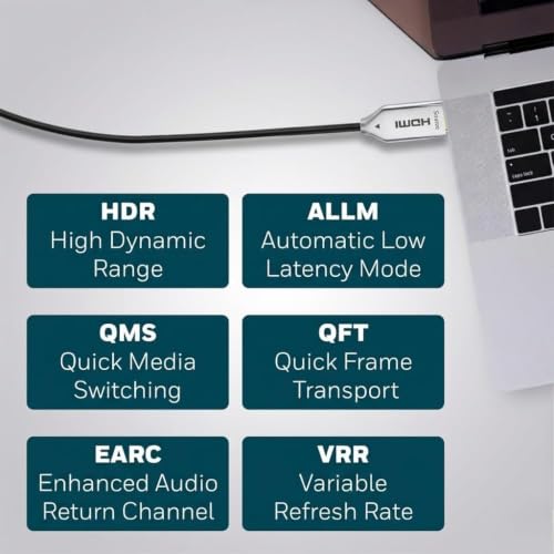 Image of MICROWARE 4K HDMI Cable 15M Fiber, HDMI to HDMI Cable | Active Optical Cable (AOC) Ultra HD 2160P 18Gbps HDMI 2.0 Cord Supports 4K@30Hz, 10 HDR for TV, Laptop, PC, Projector(AOC, 15M)