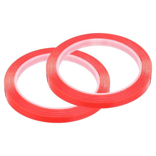 MECCANIXITY 2Pcs 8mm x 10m Phone Repair Adhesive Tape LCD Screen Repair Sticker Double Sided for Cell Phone Tablet Laptop Clear Red