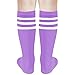 DOOVID Kids Soccer Socks Toddler Baseball Knee High Tube Socks Boys Sports Football Sock Purple White