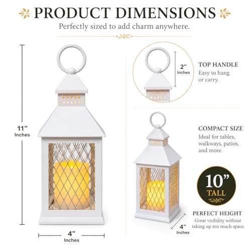 THE NIFTY NOOK Farm House Lanterns {3 Pc Set} 10" Decorative Lanterns with Flameless LED Lighted Candle, 5HR Timer, Weather Resistant - Indoor Outdoor Home, Garden, Weddings by THE NIFTY NOOK - Image 6
