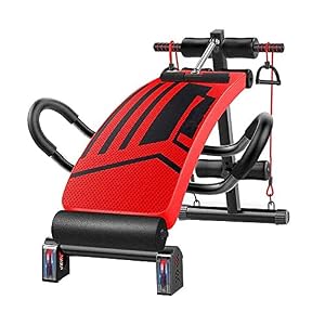 FGVBC Sit-up-board – bankdrukken instelbare oefening, buikspieren fitness rugligging board sterkte, fitnessapparaten, zwart plus rood