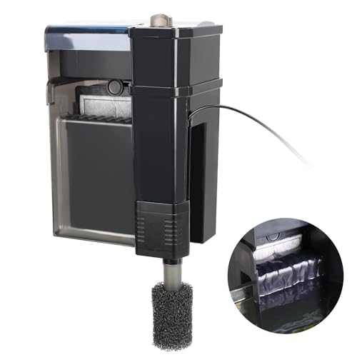 Image of hygger Aquarium Filter, Ultra Quiet Aquarium Hang on Filter, Multi-Stage Filtration Activated Carbon Biochemical Fish Tank Filter for up to 50 Gallon Aquariums, Adjustable Flow, 153 GPH, 7W, Black