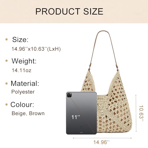 Bolso de hombro tejido para playa para mujer miniatura 4