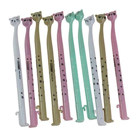 10 Pieces Cartoon Cat Head Gel Pens Cover