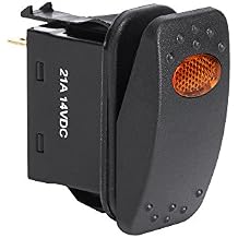 True Mods 12V DC SPST Rocker Toggle Switch Kit [20 Amp] [Rectangle] [Amber LED] Power ON/Off Switch for Automotive Jeep ATV UTV Boat