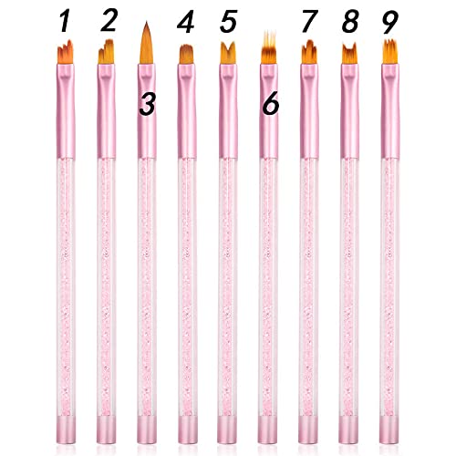 Douborq 9 Pcs Nail Brush Pen Gradient Painting Brush Set Uv Gel Flower Drawing Tool For Professional Salons And Home Diy Nail Art (Pink 9 Pcs/Set) #TOP2