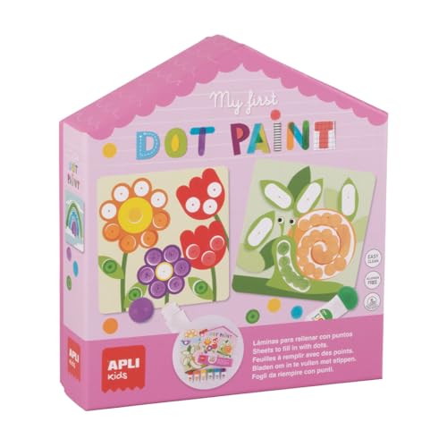 APLI Kids 20276 - My First Dot Paint - Juego Creativo de Manualidades DIY con láminas ilustradas a completar con Dot Markers