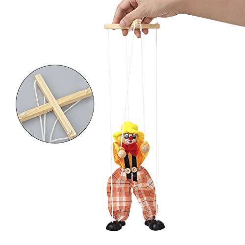 BXT Hand Puppet Clown Wood Marionette Toys Pull Strings Puppet Doll Movable Hands and Feet,Xmas Parent-Child Interactive Fun Toys Gift
