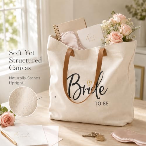Image of ELEGANTPARK Bride Gifts Bride to Be Bag Engagement Wedding Gifts Bridal Shower Bachelorette Party Large Travel Shoulder Bag Canvas Totes with Zipper