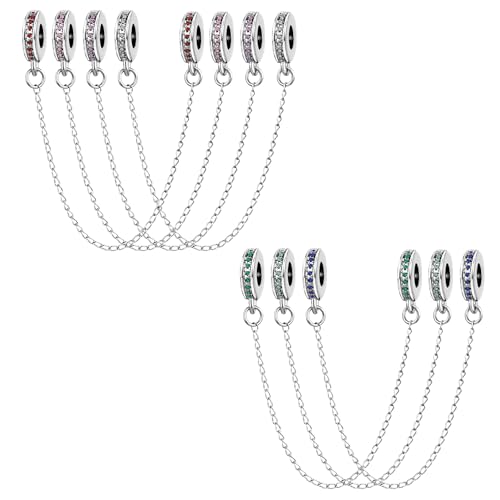 TGLS Women Sparkling Crystal Safety Chain Spacer Charms Compatible With Pandora Charms Bracelets2