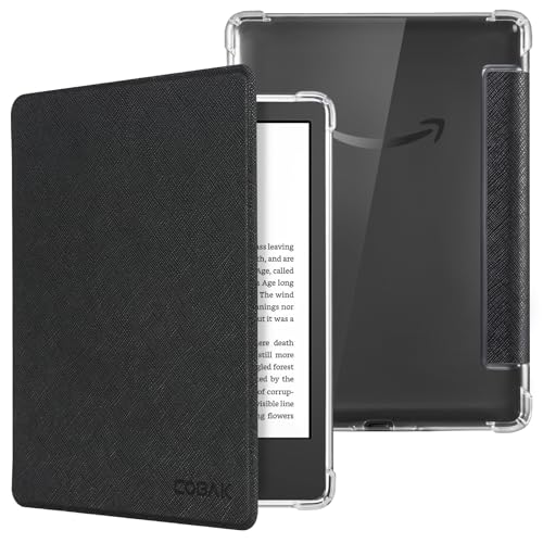 Image of CoBak Case for 6 inch Kindle 11th Gen (2024 and 2022 Release) - Ultra Slim Transparent Clear TPU Back Shell Protective Cover with Auto Wake /Sleep for Kindle 11th Generation 2024 Release, Black