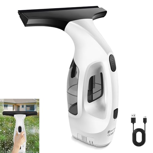 Image of Cordless Window Vacuum Cleaner Rechargeable Window Squeegee with 28cm Rubber Blade, 150ml Detachable Water Tank, 50mins Long Runtime, Window Cleaning Kit for Home Bathroom Kitchen Glass Car