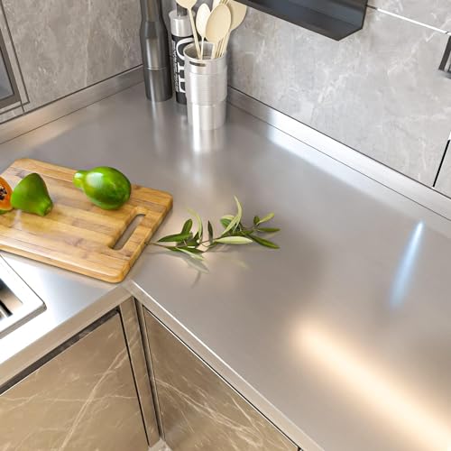 Image of HOME13 Self Adhesive Wallpaper Silver Glitter Removable and Decorative Vinyl Wallpaper for Kitchen Countertop Cabinets Table 1 Ft x 4 Ft with 2pcs