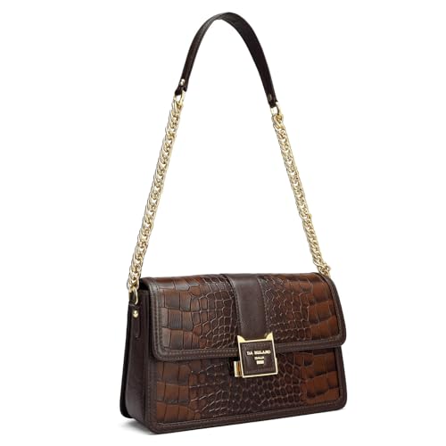 Image of Da Milano Genuine Leather Brown Shoulder Bag (Small)