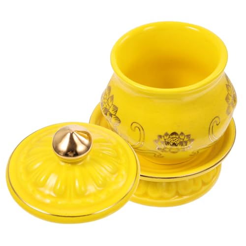 LIGIGWASH 陶磁器製蓮花聖水杯 仏教供物用品 仏壇の水奉納カップ 東アジア文化愛好家向け装飾品 仏堂や家用禅瞑想スペースに