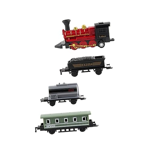 SEWACC 4個アルミ合製 プルバック式 蒸気機関車 おもちゃ 列車モデル 男の子女の子用 道模型 玩具 赤